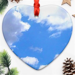 Clouds And Blue Sky Heart Ornament (2 Sides) by picsaspassion