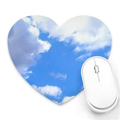 Clouds And Blue Sky Heart Mousepads by picsaspassion