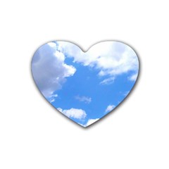 Clouds And Blue Sky Rubber Coaster (heart)  by picsaspassion