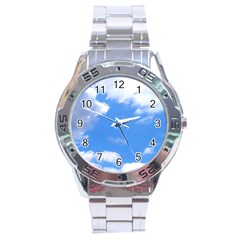 Clouds And Blue Sky Stainless Steel Analogue Watch by picsaspassion