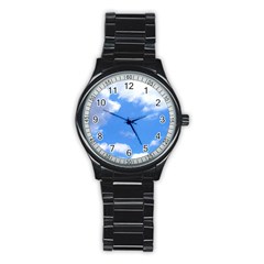 Clouds And Blue Sky Stainless Steel Round Watch by picsaspassion