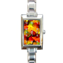 Indian Summer Cubes Rectangle Italian Charm Watch by designworld65