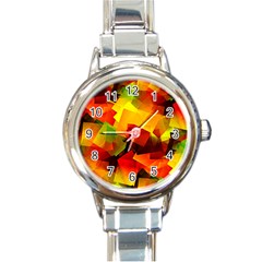 Indian Summer Cubes Round Italian Charm Watch by designworld65