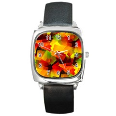 Indian Summer Cubes Square Metal Watch by designworld65