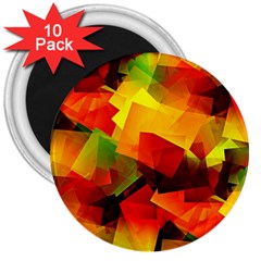 Indian Summer Cubes 3  Magnets (10 Pack)  by designworld65