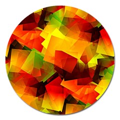 Indian Summer Cubes Magnet 5  (round) by designworld65