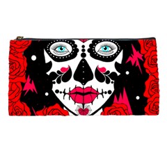 Sugar Skull Red Roses Pencil Cases by burpdesignsA