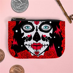 Sugar Skull Red Roses Mini Coin Purses