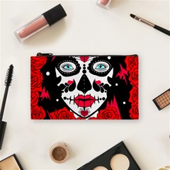 Sugar Skull Red Roses Cosmetic Bag (small) 