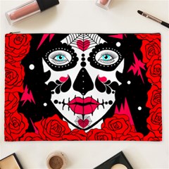 Sugar Skull Red Roses Cosmetic Bag (xxl)  by burpdesignsA