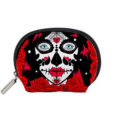 Sugar Skull Red Roses Accessory Pouches (small)  by burpdesignsA