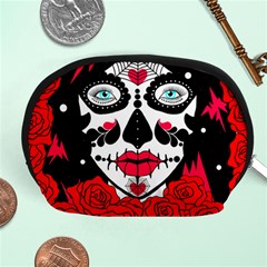 Sugar Skull Red Roses Accessory Pouches (medium)  by burpdesignsA