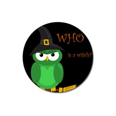 Who Is A Witch? - Green Magnet 3  (round) by Valentinaart