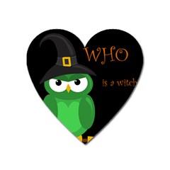 Who Is A Witch? - Green Heart Magnet by Valentinaart