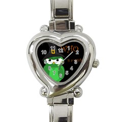 Who Is A Witch? - Green Heart Italian Charm Watch by Valentinaart