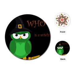 Who Is A Witch? - Green Playing Cards (round)  by Valentinaart