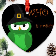 Who Is A Witch? - Green Heart Ornament (2 Sides) by Valentinaart