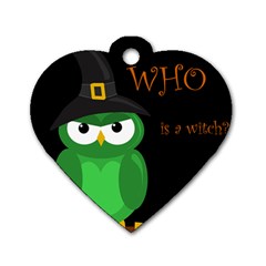 Who Is A Witch? - Green Dog Tag Heart (two Sides) by Valentinaart