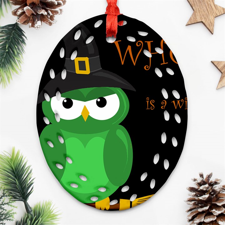 Who is a witch? - green Oval Filigree Ornament (2-Side) 