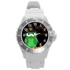 Who Is A Witch? - Green Round Plastic Sport Watch (l) by Valentinaart