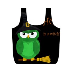 Who Is A Witch? - Green Full Print Recycle Bags (m)  by Valentinaart