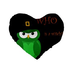 Who Is A Witch? - Green Standard 16  Premium Flano Heart Shape Cushions by Valentinaart