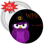 Who is a witch? - purple 3  Buttons (10 pack)  Front