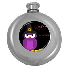 Who Is A Witch? - Purple Round Hip Flask (5 Oz) by Valentinaart