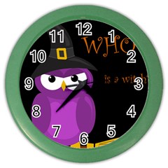 Who is a witch? - purple Color Wall Clocks