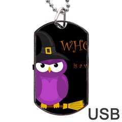 Who is a witch? - purple Dog Tag USB Flash (Two Sides) 