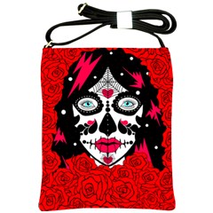 Sugar Skull Red Roses Shoulder Sling Bags by burpdesignsA