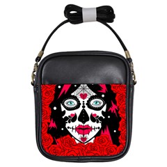 Sugar Skull Red Roses Girls Sling Bags