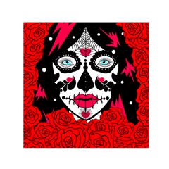 Sugar Skull Red Roses Small Satin Scarf (square) by burpdesignsA