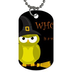 Who Is A Witch? - Yellow Dog Tag (one Side) by Valentinaart