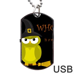 Who Is A Witch? - Yellow Dog Tag Usb Flash (one Side) by Valentinaart