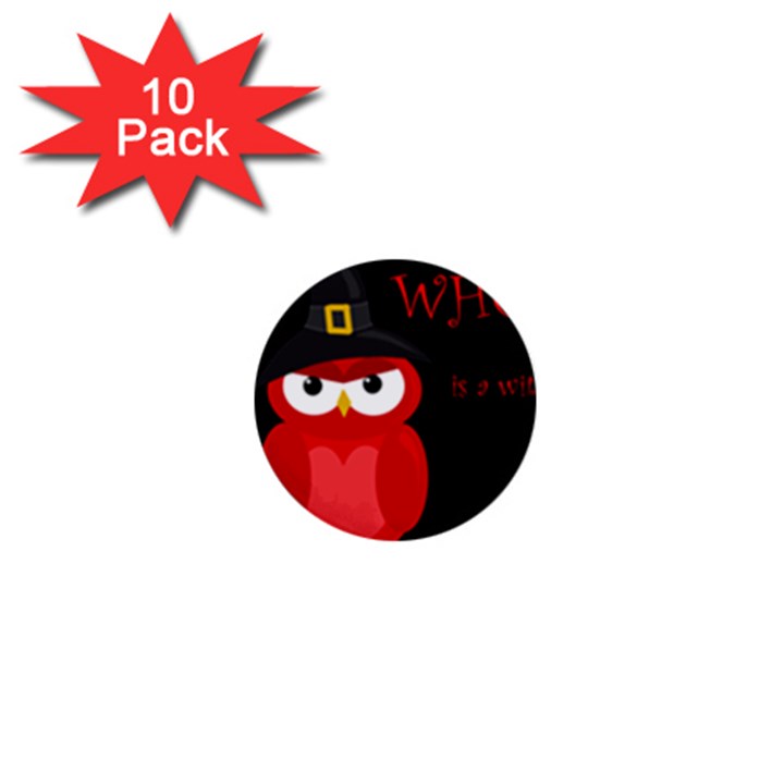 Who is a witch? - red 1  Mini Buttons (10 pack) 