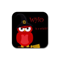 Who Is A Witch? - Red Rubber Square Coaster (4 Pack)  by Valentinaart