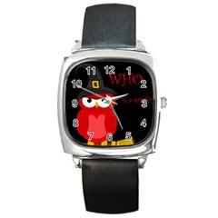 Who Is A Witch? - Red Square Metal Watch by Valentinaart