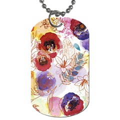 Watercolor Spring Flowers Background Dog Tag (two Sides) by TastefulDesigns