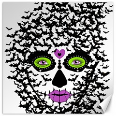 Bat Lady Sugar Skull Canvas 12  X 12   by burpdesignsA