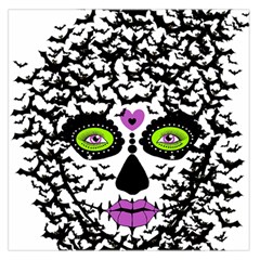 Bat Lady Sugar Skull Large Satin Scarf (square) by burpdesignsA