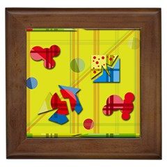 Playful Day - Yellow  Framed Tiles by Valentinaart