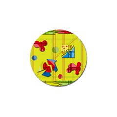 Playful Day - Yellow  Golf Ball Marker (4 Pack) by Valentinaart