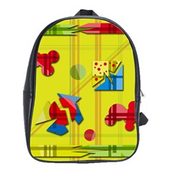 Playful Day - Yellow  School Bags(large)  by Valentinaart