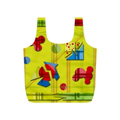 Playful Day - Yellow  Full Print Recycle Bags (s)  by Valentinaart