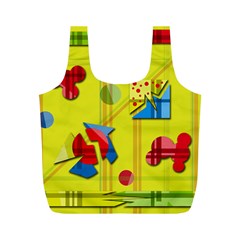 Playful Day - Yellow  Full Print Recycle Bags (m)  by Valentinaart