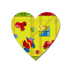 Playful Day - Yellow  Heart Magnet by Valentinaart