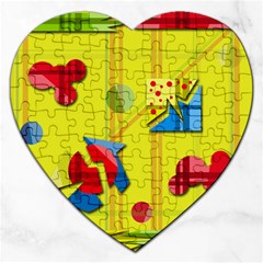 Playful Day - Yellow  Jigsaw Puzzle (heart) by Valentinaart