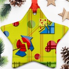 Playful Day - Yellow  Star Ornament (two Sides)  by Valentinaart