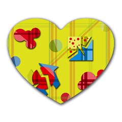 Playful Day - Yellow  Heart Mousepads by Valentinaart